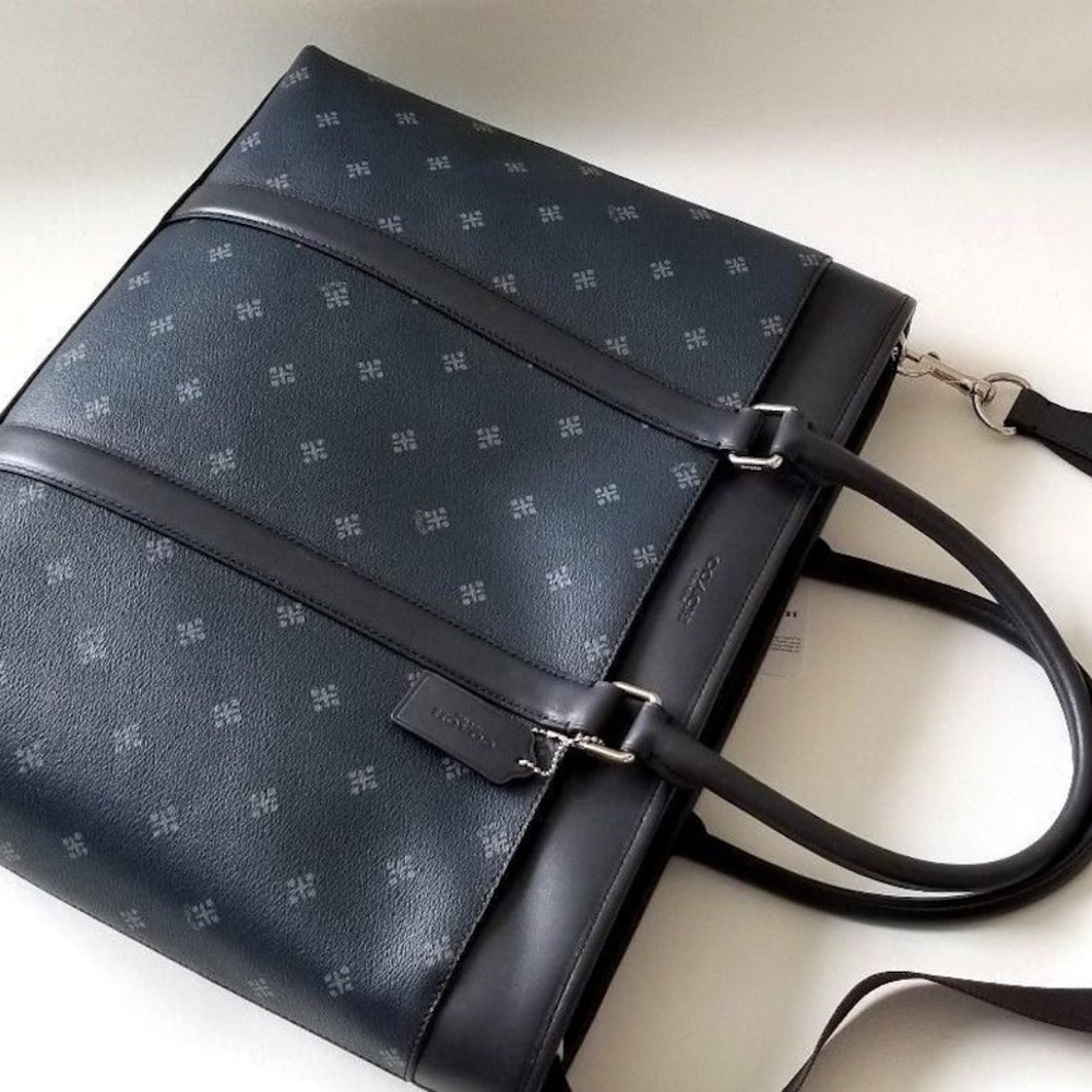 NEW COACH men Diamond Pattern large Tote Briefcase - Picture 4 of 8